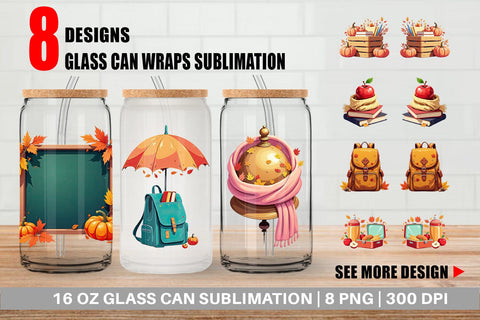 Glass Can Back to Autumn Sublimation artnoy 