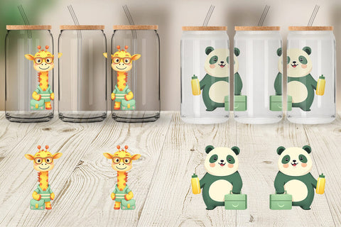 Glass Can Back to School Animals Sublimation artnoy 