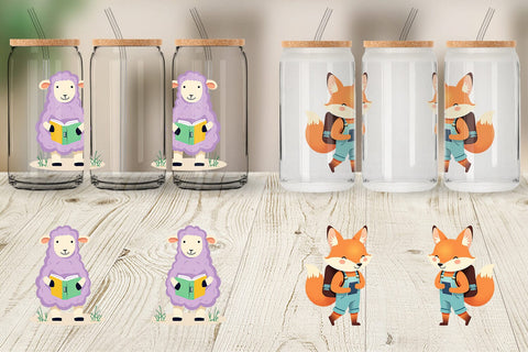 Glass Can Back to School Animals Sublimation artnoy 