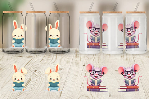 Glass Can Back to School Animals Sublimation artnoy 