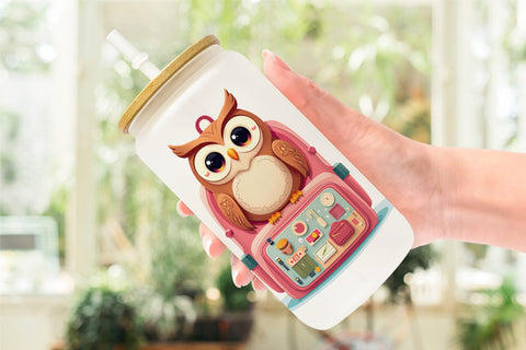 Glass Can Back to School Animals Sublimation artnoy 
