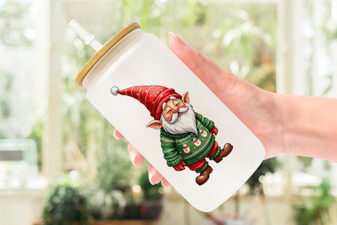 Glass Can Bah Humbug Gnomes: A Sarcastic Watercolor Sublimation artnoy 