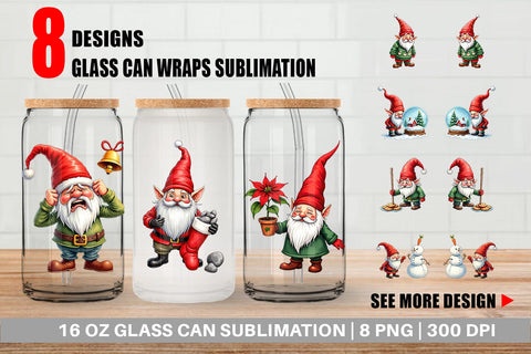 Glass Can Bah Humbug Gnomes: A Sarcastic Watercolor Sublimation artnoy 