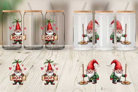 Glass Can Bah Humbug Gnomes: A Sarcastic Watercolor Sublimation artnoy 