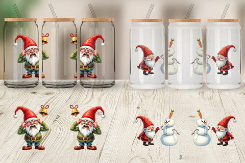 Glass Can Bah Humbug Gnomes: A Sarcastic Watercolor Sublimation artnoy 
