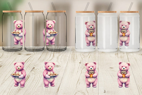 Glass Can Baking Mama Bear Watercolor Sublimation artnoy 