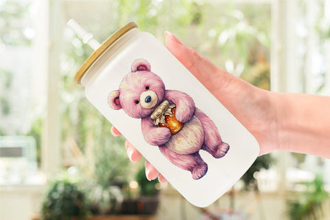 Glass Can Baking Mama Bear Watercolor Sublimation artnoy 
