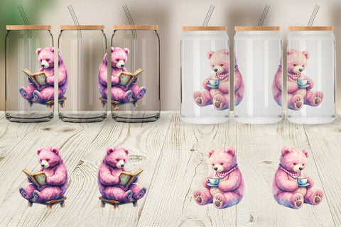 Glass Can Baking Mama Bear Watercolor Sublimation artnoy 