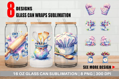 Glass Can Baking Queen Kitchen Sublimation artnoy 