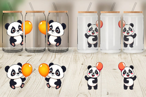 Glass Can Balloon Panda Sublimation artnoy 
