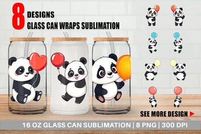 Glass Can Balloon Panda Sublimation artnoy 