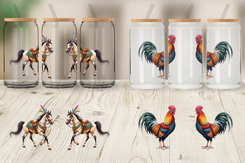 Glass Can Barnyard Bash Farm Animals Mardi Gras Sublimation artnoy 