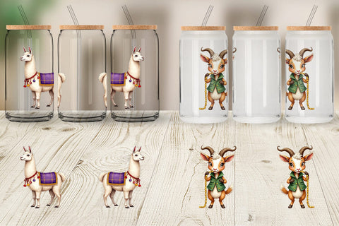 Glass Can Barnyard Bash Farm Animals Mardi Gras Sublimation artnoy 