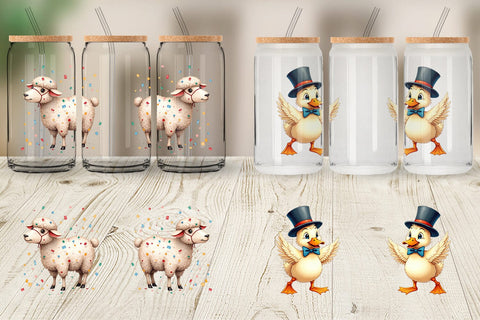 Glass Can Barnyard Bash Farm Animals Mardi Gras Sublimation artnoy 