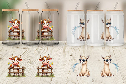 Glass Can Barnyard Burnout Sarcastic Summer Watercolors Sublimation artnoy 