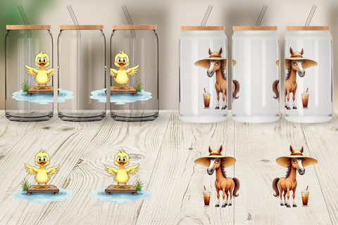Glass Can Barnyard Burnout Sarcastic Summer Watercolors Sublimation artnoy 