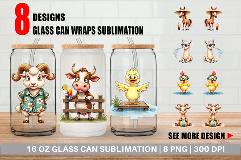 Glass Can Barnyard Burnout Sarcastic Summer Watercolors Sublimation artnoy 