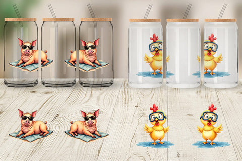 Glass Can Barnyard Burnout Sarcastic Summer Watercolors Sublimation artnoy 