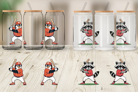 Glass Can Baseball Animal Sublimation artnoy 