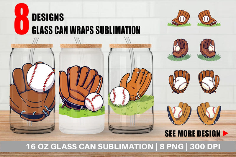 Glass Can Baseball Glove Sublimation artnoy 