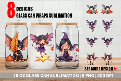 Glass Can Bat Fairy Mishaps Sublimation artnoy 