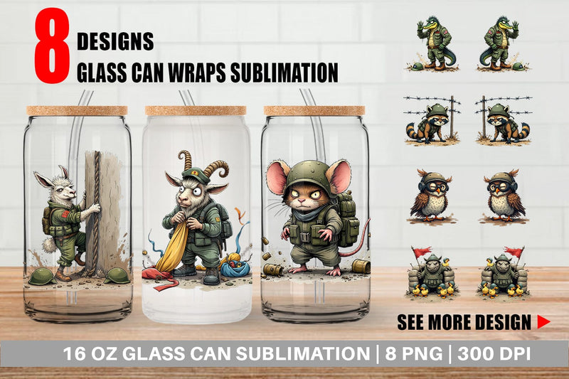 Glass Can Battlefield Critters Sublimation artnoy 