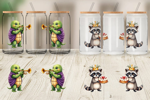 Glass Can Bayou Jazz Mardi Gras Animals Watercolor Sublimation artnoy 