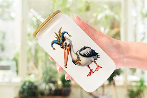 Glass Can Bayou Jazz Mardi Gras Animals Watercolor Sublimation artnoy 