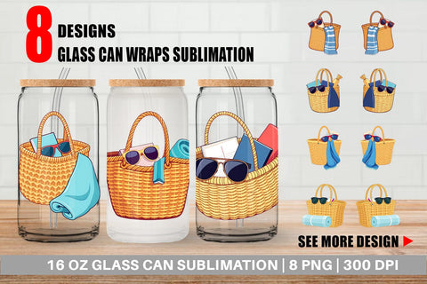 Glass Can Beach Bag Sublimation artnoy 