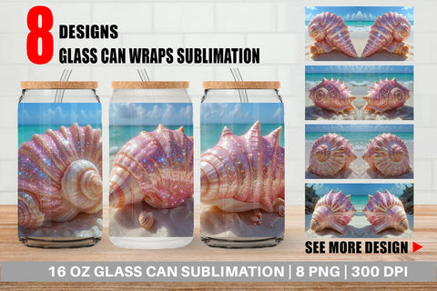 Glass Can Beach Shell Sublimation artnoy 