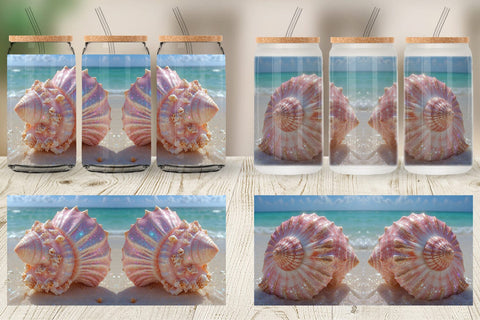 Glass Can Beach Shell Sublimation artnoy 