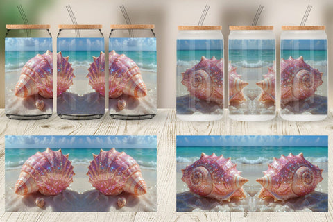 Glass Can Beach Shell Sublimation artnoy 