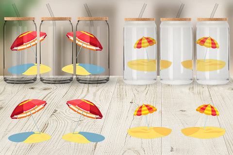 Glass Can Beach Umbrella Sublimation artnoy 