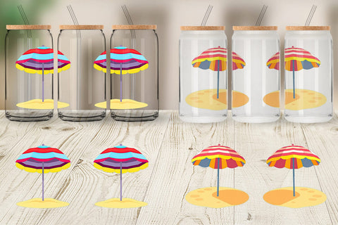 Glass Can Beach Umbrella Sublimation artnoy 