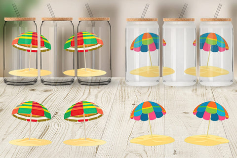 Glass Can Beach Umbrella Sublimation artnoy 