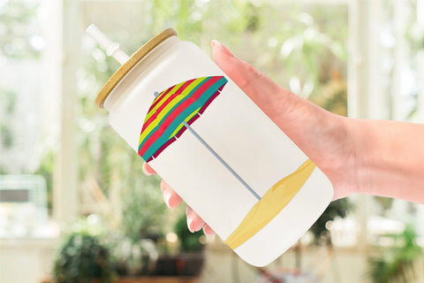 Glass Can Beach Umbrella Sublimation artnoy 