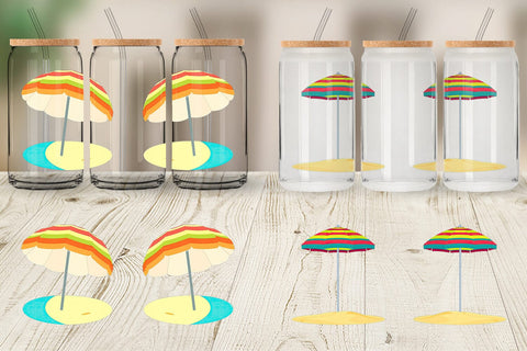 Glass Can Beach Umbrella Sublimation artnoy 