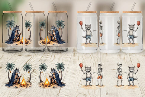 Glass Can Beachy Werewolf Howls Sublimation artnoy 