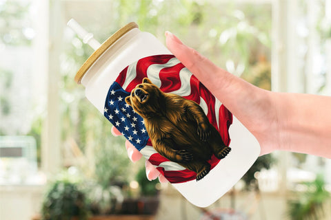 Glass Can Bear 4th of July Sublimation artnoy 
