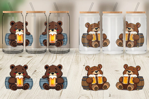 Glass Can Bear Beer Day Sublimation artnoy 