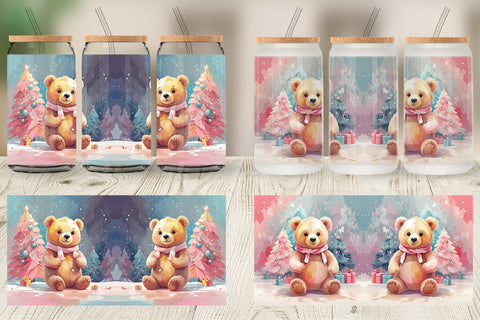 Glass Can Bear Christmas Painting Sublimation artnoy 