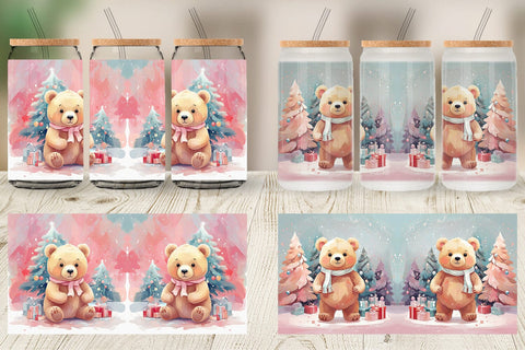Glass Can Bear Christmas Painting Sublimation artnoy 