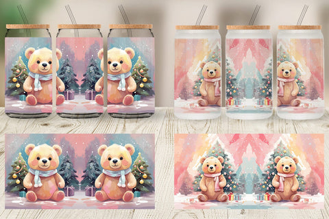 Glass Can Bear Christmas Painting Sublimation artnoy 