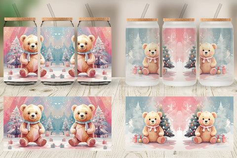 Glass Can Bear Christmas Painting Sublimation artnoy 