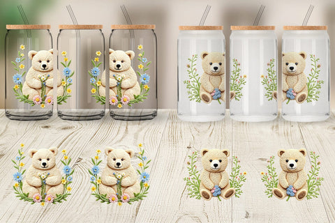 Glass Can Bear Embroidery Sublimation artnoy 