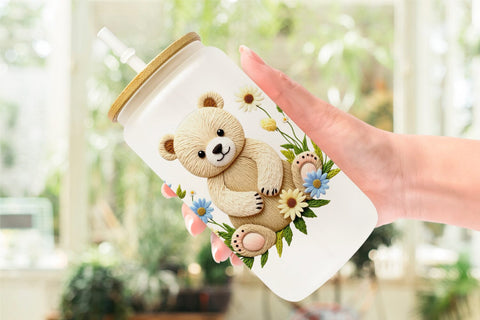 Glass Can Bear Embroidery Sublimation artnoy 
