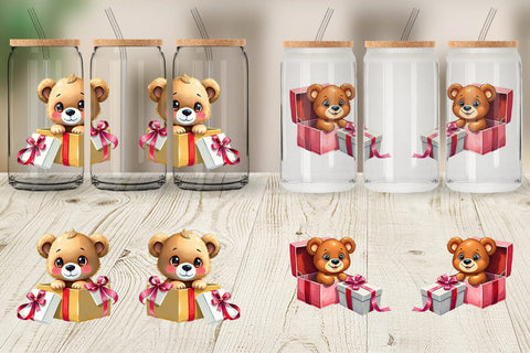 Glass Can Bear Gift Sublimation artnoy 