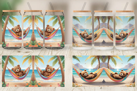 Glass Can Bear in Summer Hammock Sublimation artnoy 