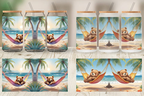 Glass Can Bear in Summer Hammock Sublimation artnoy 