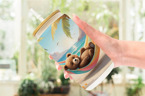 Glass Can Bear in Summer Hammock Sublimation artnoy 